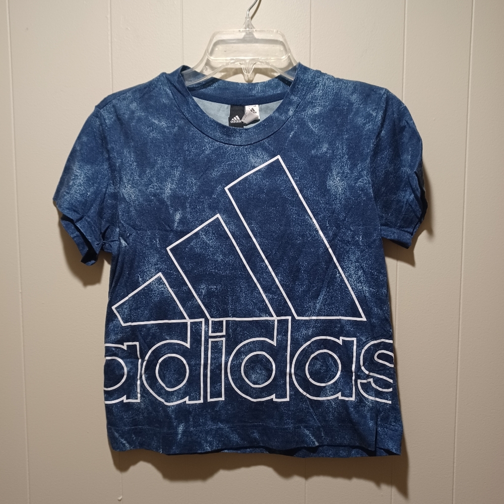 Adidas Blue Logo Short Sleeve Tee Shirt Women's Medium